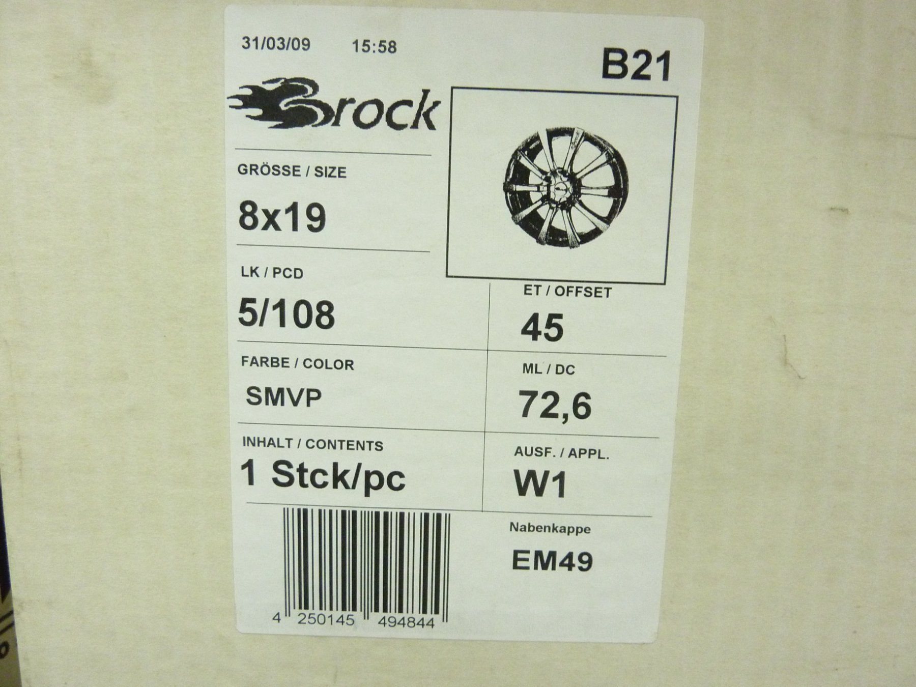 Volvo Cerchioni: Alufelgen Brock B21 19 Zoll – Nuovo e nell'imballaggio originale da Gwatt (Thun) venduto da Bilsport 3