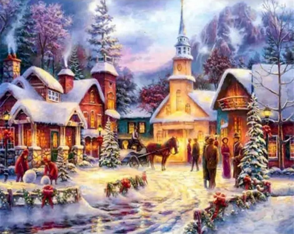 Winterbild / Malen nach Zahlen / muss selbst gemalt werden | Kaufen auf