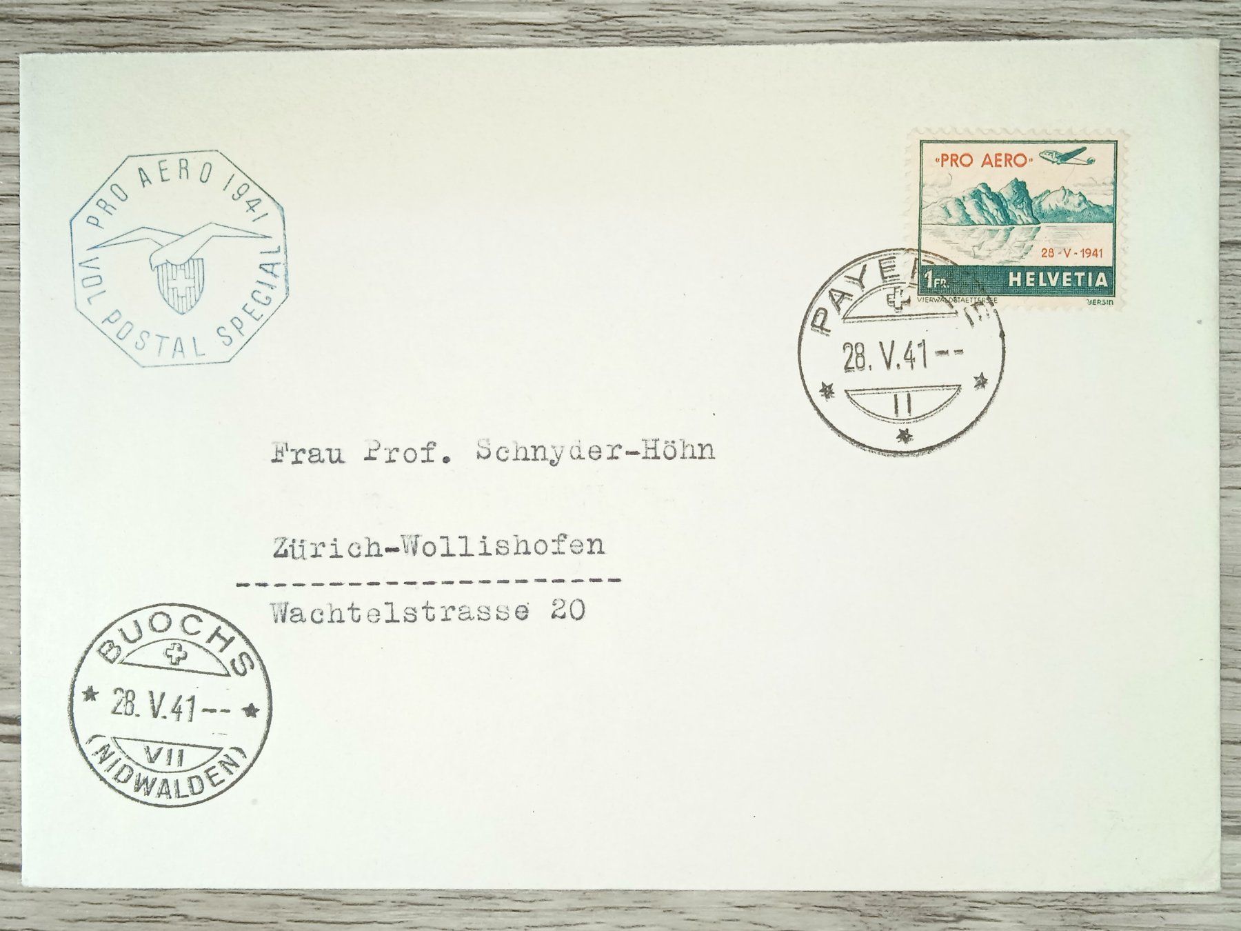 Tutti i francobolli: TR02 Enveloppe + Timbre Suisse 1941 – Usato da Cousset venduto da Patrick_Collections