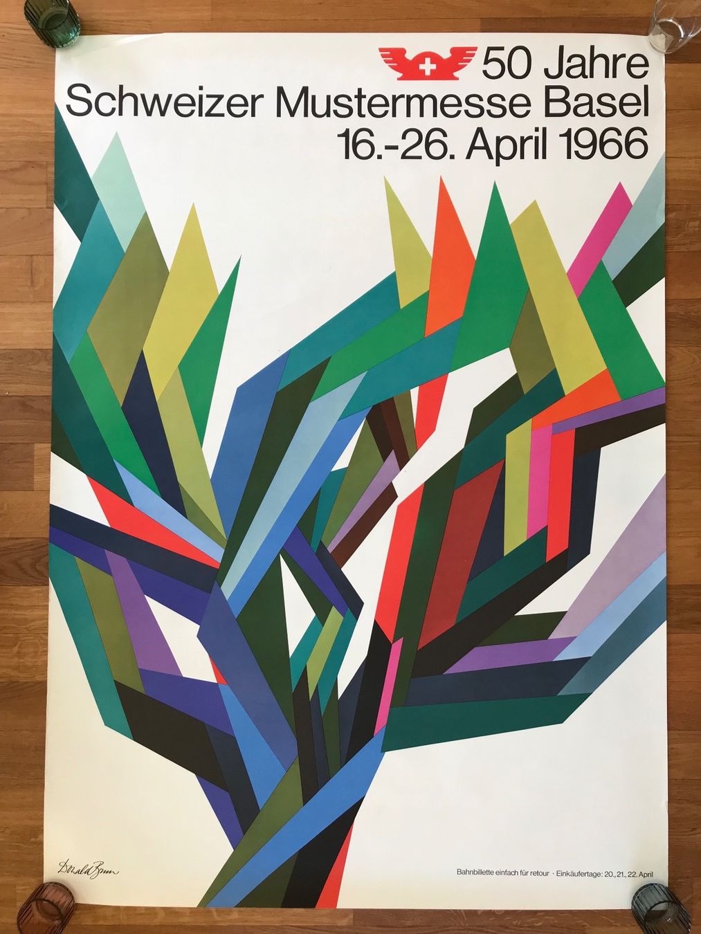 Poster & Bilder: Plakat 50 Jahre Schweizer Mustermesse Basel Original 1966 – Gebraucht aus Olten von anton875 1