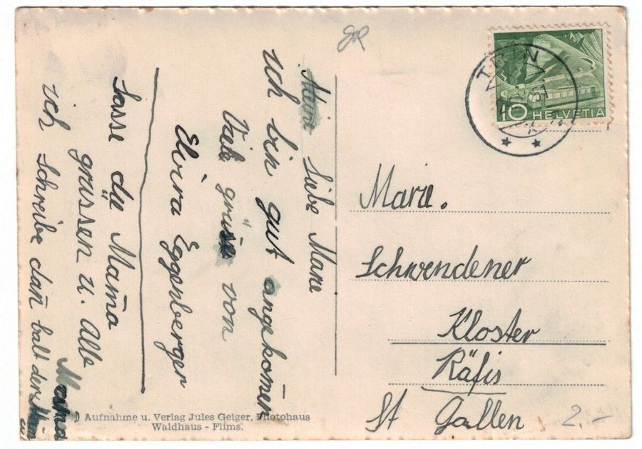 Cartoline postali: Trin - Digg, gelaufen 1951 – Usato da Frauenfeld venduto da POML 1