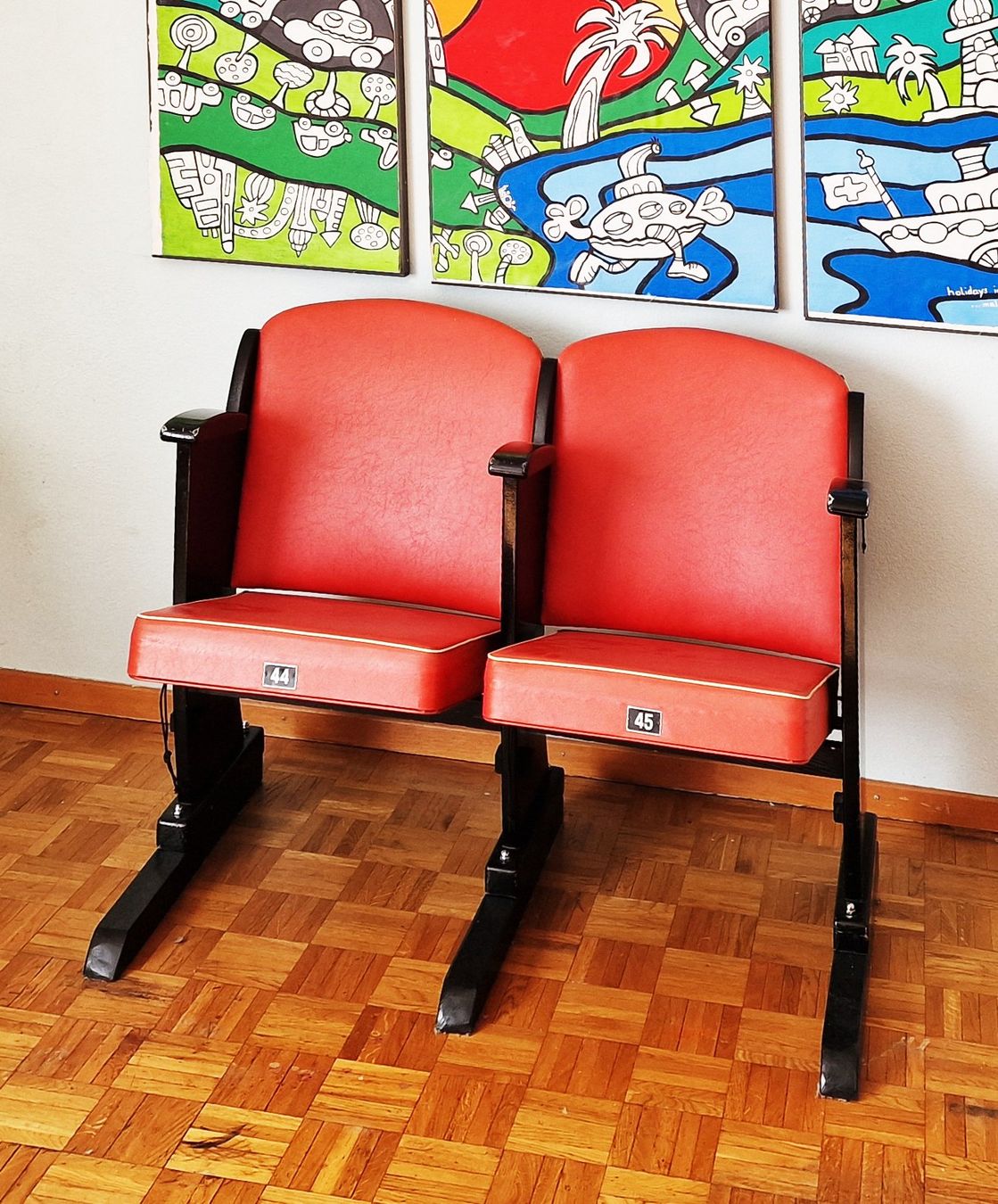 Poltrone: Vintage Kinosessel, Doppelsitz, ca. 1950-1960 – Usato da Wettingen venduto da Jodokandrea