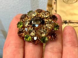 JUGENDSTIL BROSCHE MIT GABLONZER STRASSSTEINE FRANCE UM 1900
