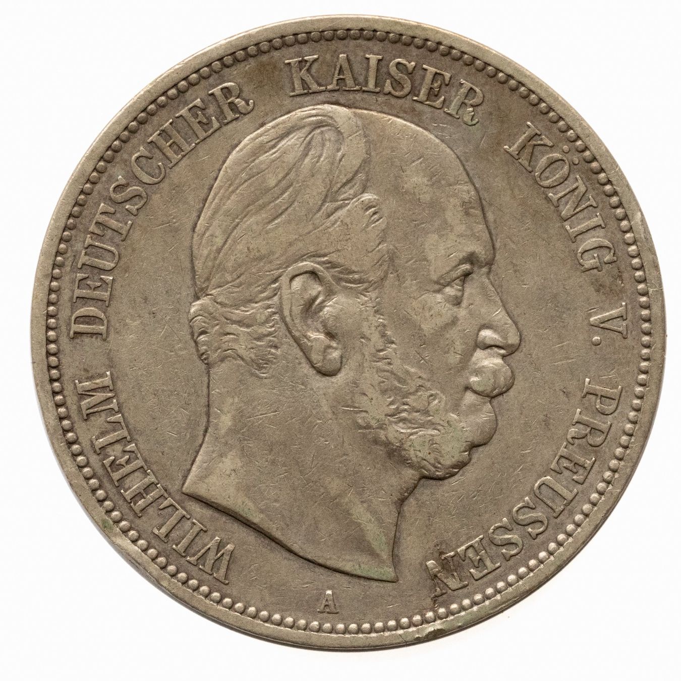 Tutti le monete: Kaiserreich, Preussen 5 Mark 1874 A Silber – Usato da Rotkreuz venduto da num_6343