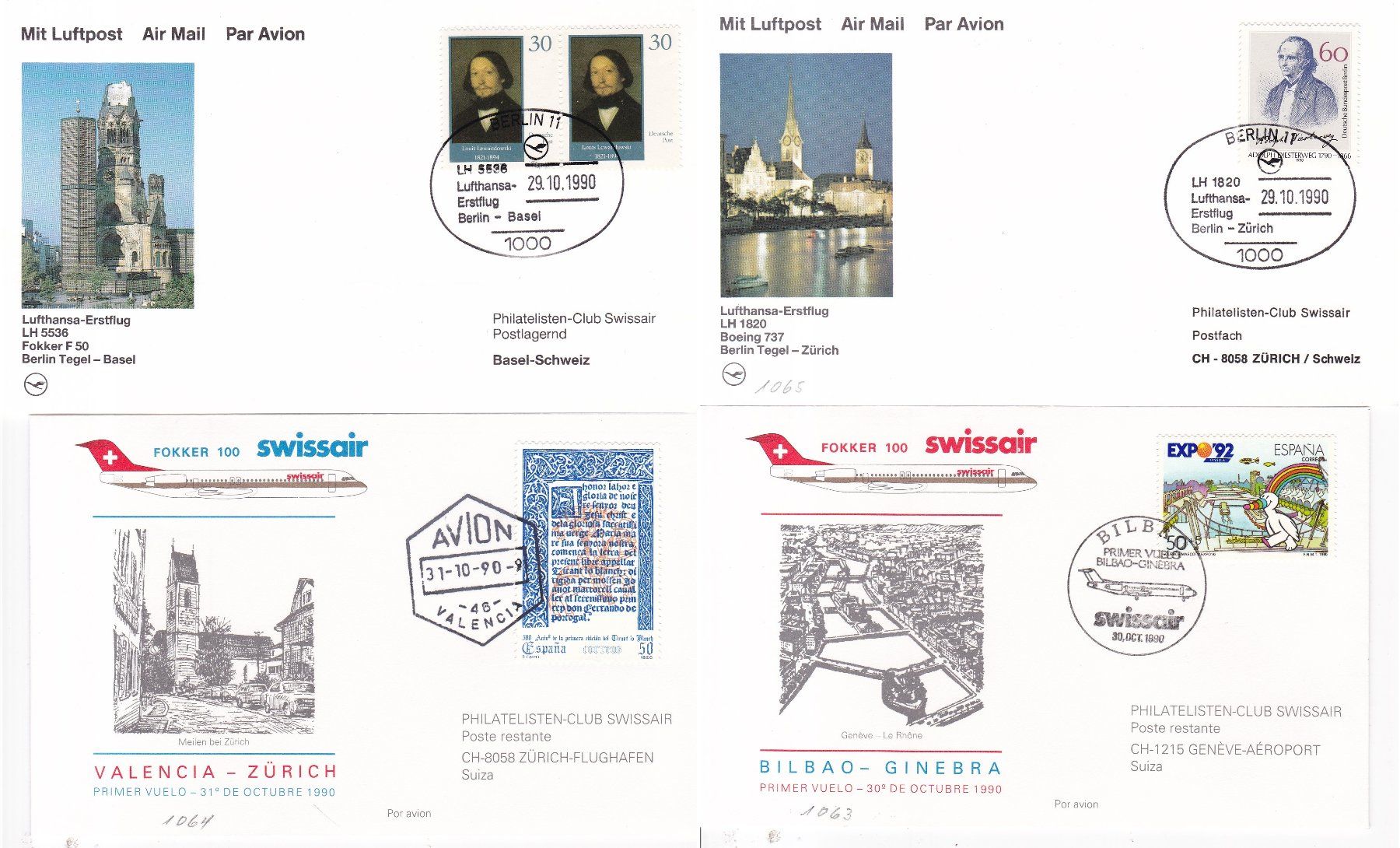 Tutti i francobolli: 40 Stk. CH Flugpost Briefe, Karten ab 1989, Swissair etc. – Usato da Münchwilen AG venduto da Nesar 6
