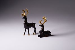 Deko Hirsch Figuren 2er-Set – Schwarz, handbemalt