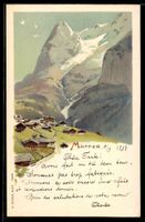 Litho Mürren, Ort vor steilen Felswänd