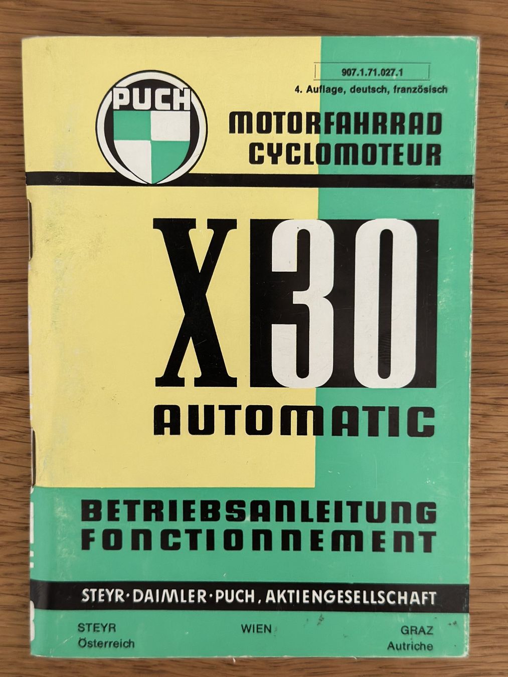 Livres: Puch X30 Automatic Original 4. Auflage 1968 DE/FR – D'occasion à Oberägeri par verwuester