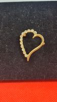 Goldene Herz Brosche mit Strass-Steinen, Vintage Stil