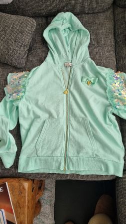 Mintfarbener Mädchen Hoodie mit Pailletten, Grösse 146 152 