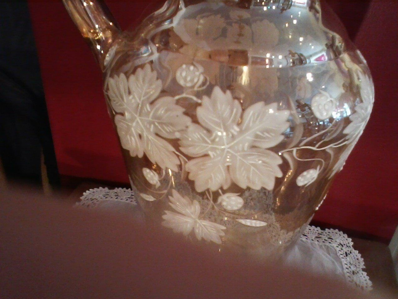 Caraffe: Antiker Glaskrug mit Schneemalerei – Usato da Brunnen venduto da brocundfloh 1