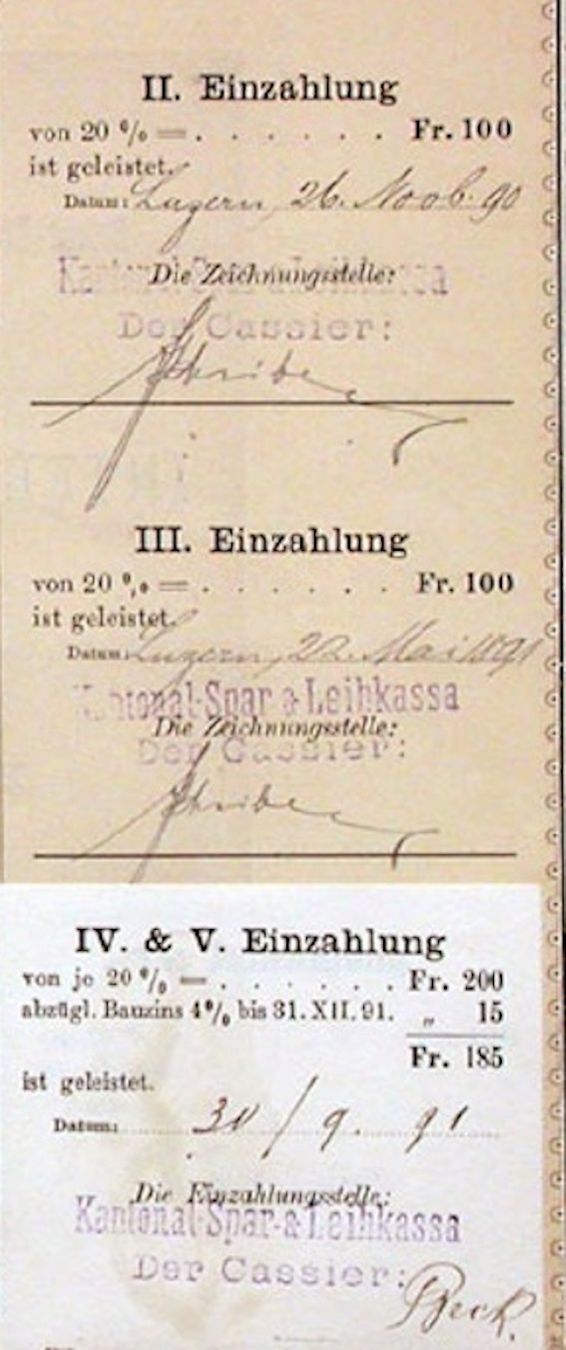 Documenti: Brienz-Rothhornbahn-Gesellschaft, Bern - 1890 – Usato da Solothurn venduto da Sgasche 1