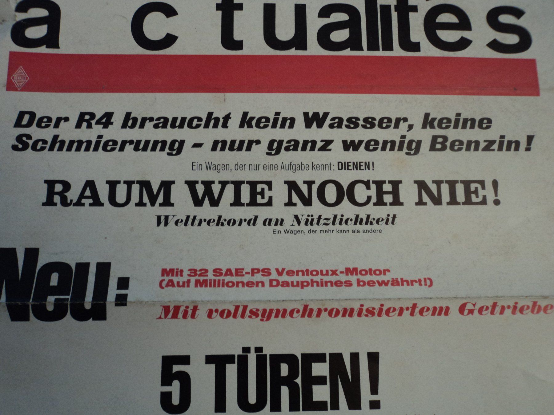 Renault Documenti: Prospekt Renault Werbung zu R4 – Usato da Schwarzenburg venduto da modelCARama 2
