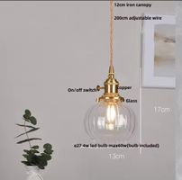 Lampe suspendue LED Vintage  en pierre de verre