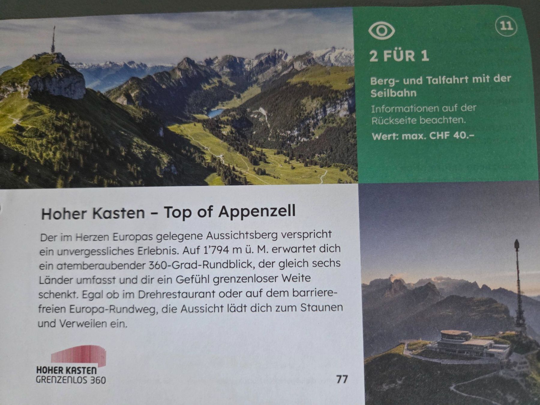 Gutscheine: Hoher Kasten 2für1 – Neu und originalverpackt aus Oberlunkhofen von Nunziogogo