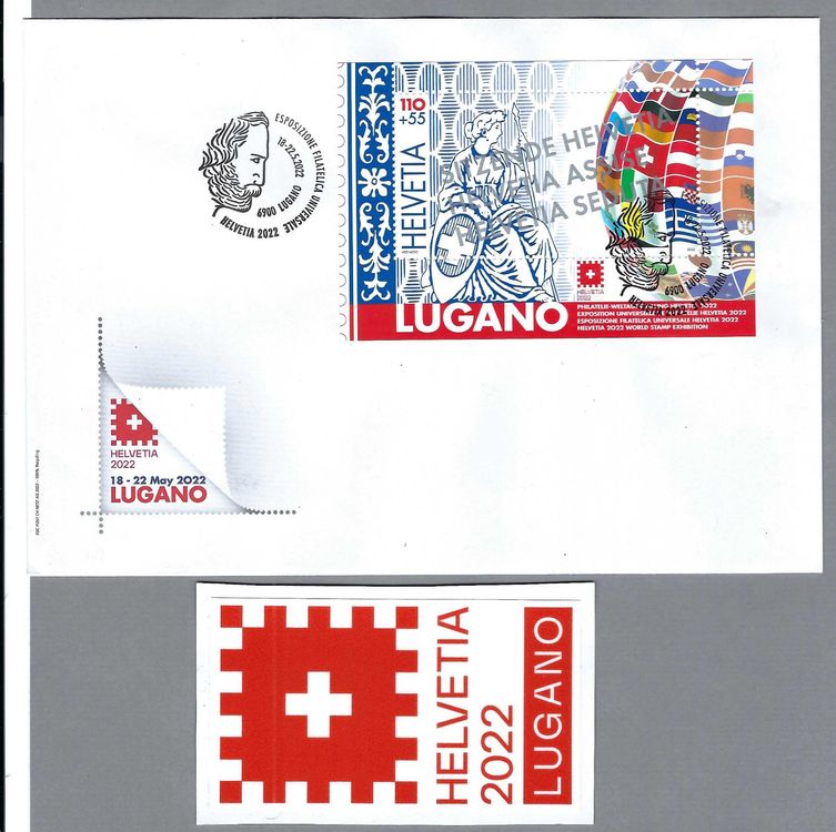 2022 HELVETIA BLOCK MITÜBERDRUCK SITZENDE HELVEZIA+VIGNETTE | Kaufen ...