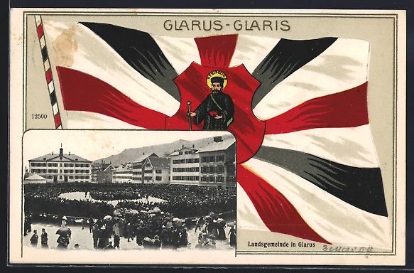 Cartoline postali: Glarus, Versammlung der Landsgemeinde, G – Usato da Berlin venduto da bartko-reher