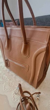 Handtasche Leder braun mit Schulterriemen neuwertig