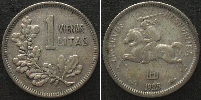 Tutti le monete: LITAUEN 1 Litas 1925 Silber ss+ – Usato da Riehen venduto da sesambestcoins2004