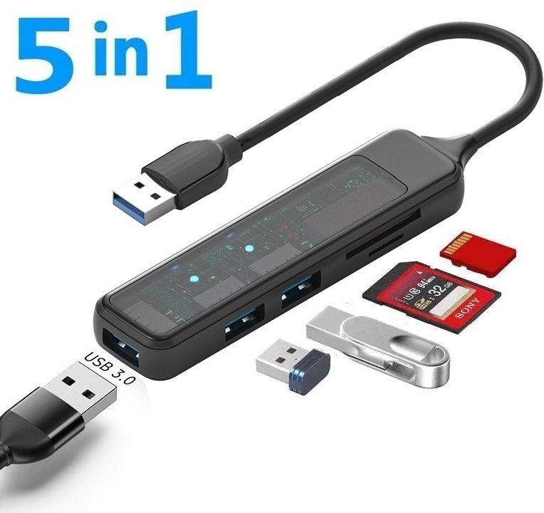 5 in 1 HUB USB-3,0 Multi Splitter Adapter TF SD Reader (Neu (gemäss ...