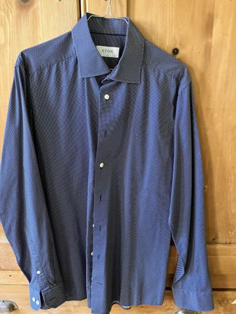 Eton Hemd Slim Fit Grösse 42 navy gepunktet