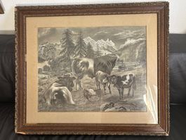 Dessin Alpin  origianal 1908- Brauen Renan -papier pellée
