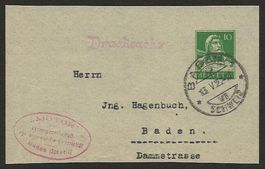 1922 10 Rp. Streifband Ganzsache Vorderseite