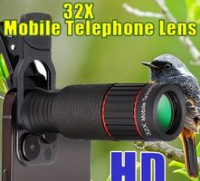 32X Tragbare Tele-Zoom-Handylinse mit Universalhalter