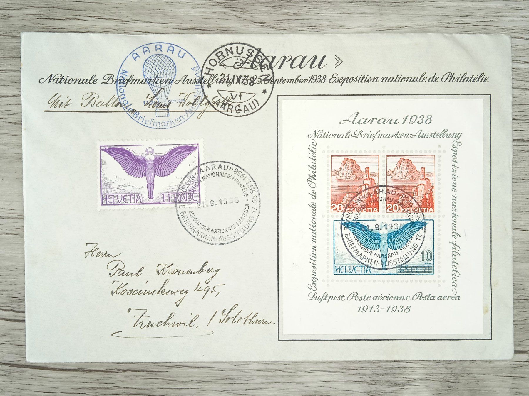Tutti i francobolli: TR78 Enveloppe + Timbre Suisse 1938 – Usato da Cousset venduto da Patrick_Collections