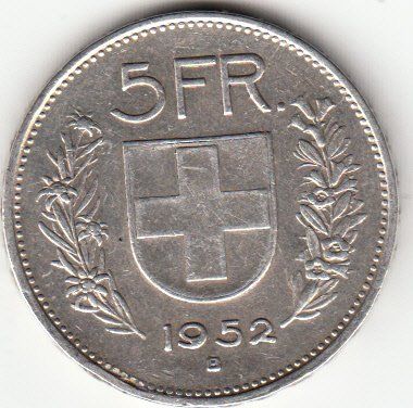 Alle Münzen: 5 Franken 1952 -vz – Gebraucht aus Gossau SG von Gallus00