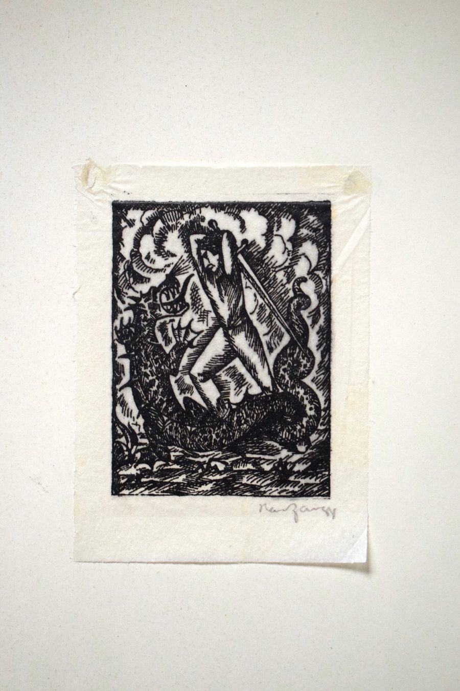 Gravures sur bois: Drachentöter antik sign. Holzschnitt Siegfried – D'occasion à Zürich par kunstarchiv.online 3