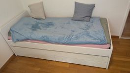 IKEA SLÄKT Weiss Kinder bett mit Unterbett und Schublade