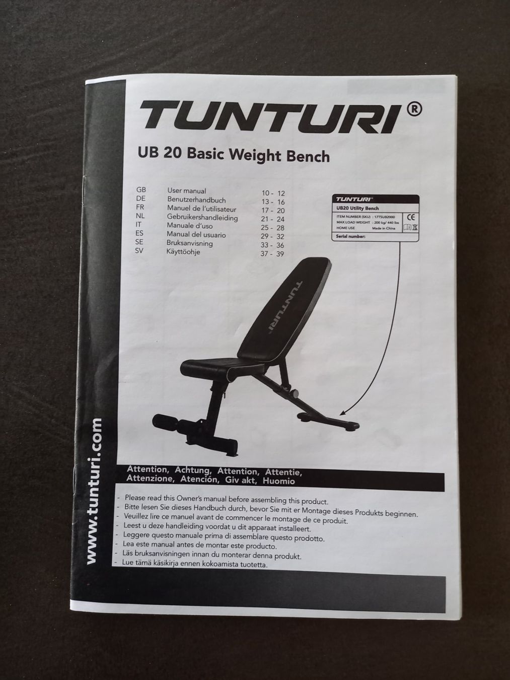 Tunturi Hometrainer: Banc de musculation Tunturi UB 20 neuf – Nuovo e nell'imballaggio originale da Courtételle venduto da Chris28 1