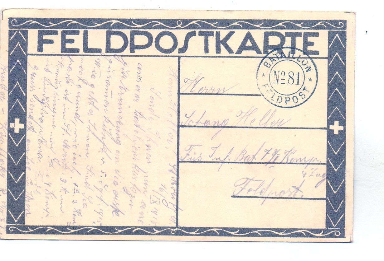 Ansichtskarten: Füs. Bataillon 81 - Grenzbesetzung 1914 - 18 - Ansichtskarte – Gebraucht aus Tagelswangen von Miski 1
