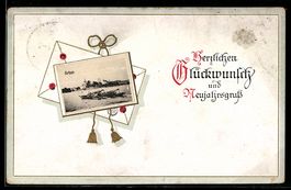 AK Arbon, Ortspanorama mit Boot als Postkarte mit Briefumsch