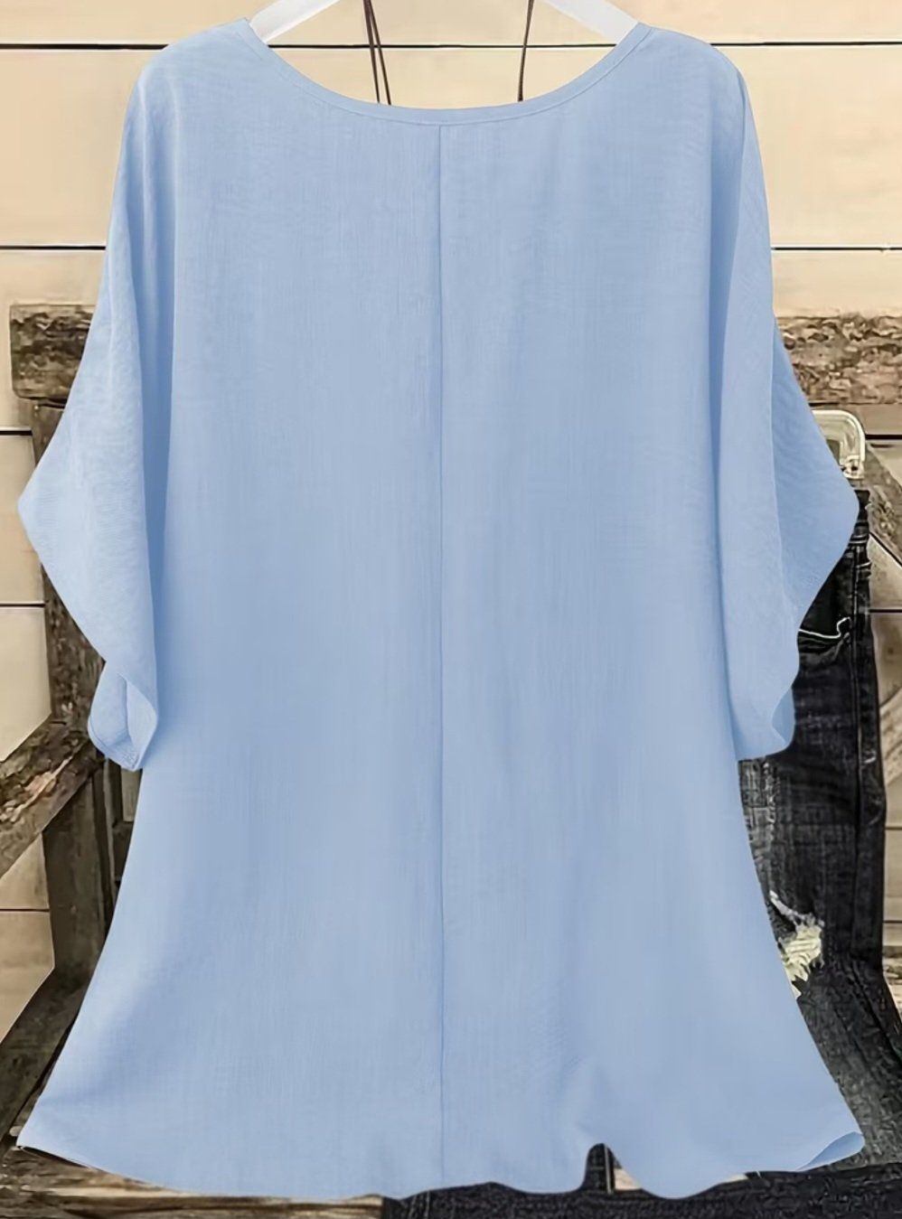 Camicette: Bluse Tunika Hell Blau Kurz Arm – Usato da Niederbipp venduto da Trude04 3