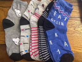 5x Kinder-Socken- Motive- Comic- Frühling- 5-7 J