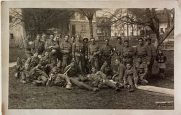 Fotokarte, Militär, Mannschaft, Uniform, Helm