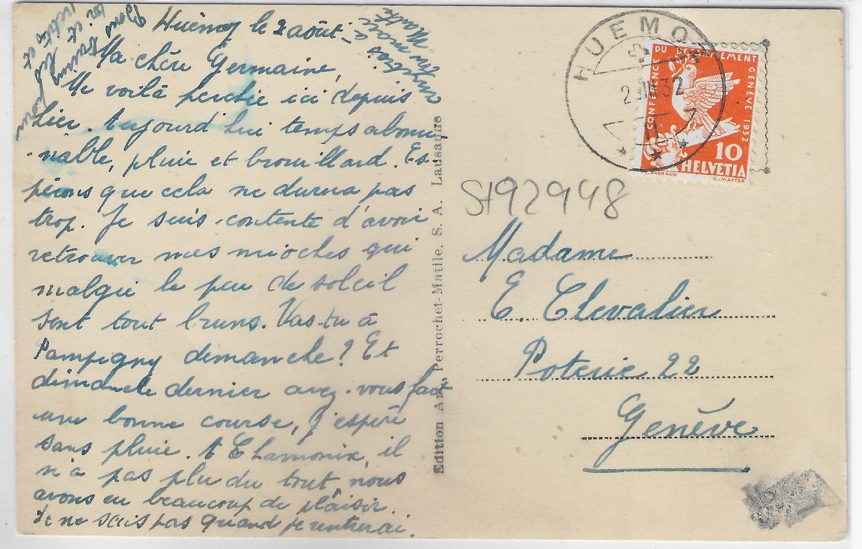 Cartoline postali: Eglise de Huemoz et Dent du Midi – Usato da Ettingen venduto da Kartenplanet 1