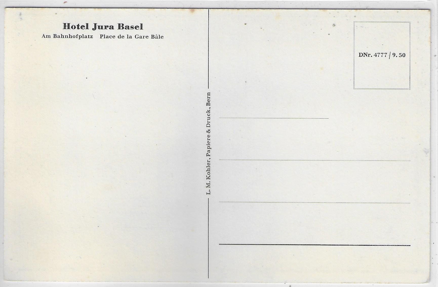 Cartoline postali: Hotel Jura Basel am Bahnhofplatz – Usato da Ettingen venduto da Kartenplanet 1