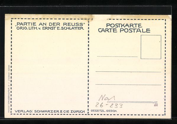 Ansichtskarten: Ernst E. Schlatter: Luzern, Ortspartie a – Gebraucht aus Berlin von bartko-reher 1