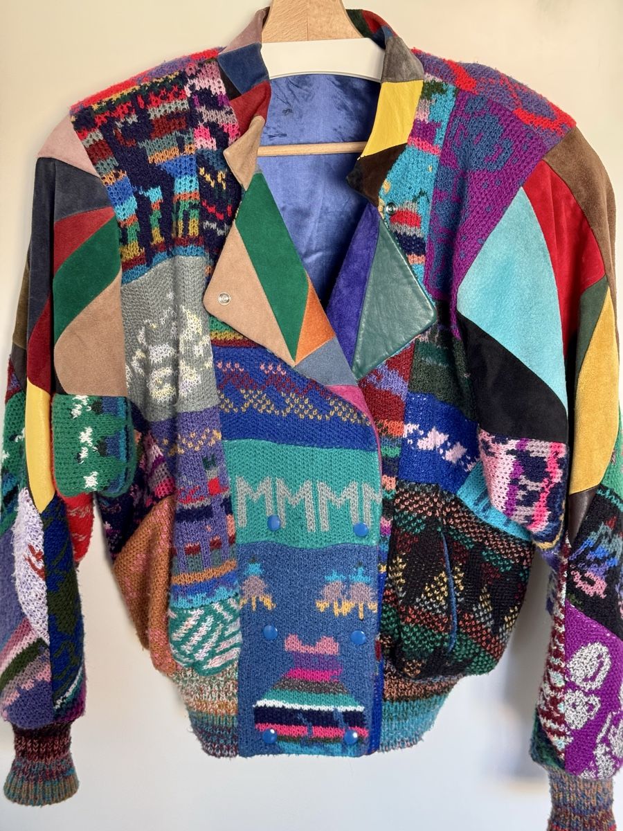 Jacken: VINTAGE 80s LEATHER & SUEDE & KNITTED PATCHWORK JACKET - M – Neu (gemäss Beschreibung) aus Lausanne von joltei 3