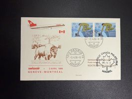 Swissair Erstflugbrief Genf-Montreal 1986