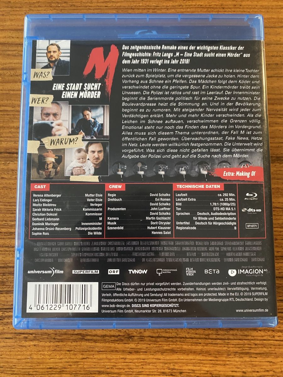 Tous les DVDs: Blu-ray "M - Eine Stadt sucht einen Mörder" – D'occasion à Rüschlikon par Granulat204 1