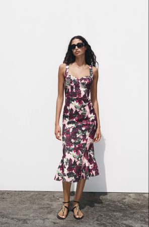 Blumenkorsett-Midikleid, Größe S/Robe midi corset fleurie, t