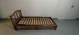 Schönes Bambusbett 90x200cm, Vintage, 1x Nachtisch