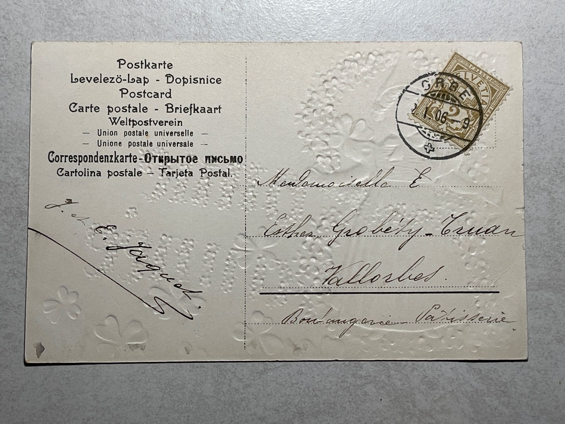 Cartoline postali: Buchstaben Postkarte "B-onne Année", Glücksklee – Usato da Strengelbach venduto da Aschatan5 1
