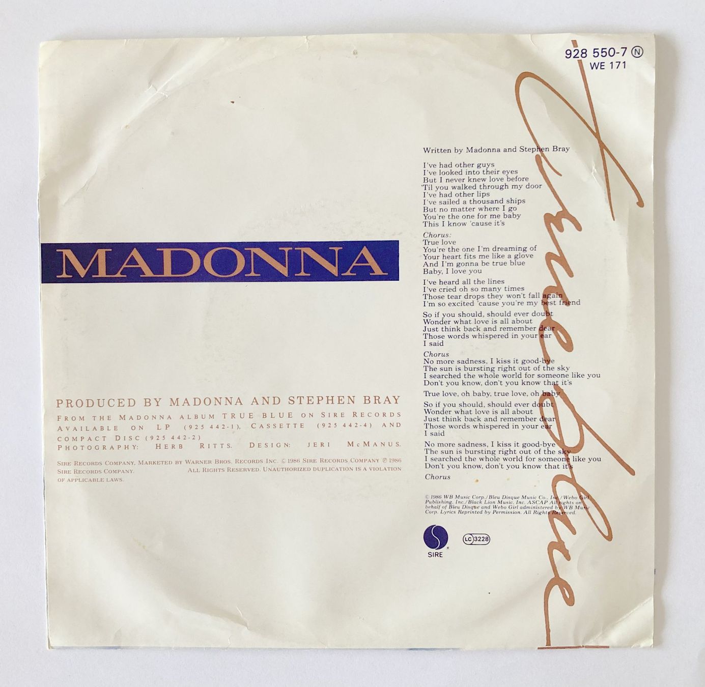 Dischi in vinile: MADONNA - TRUE BLUE – Usato da Bottens venduto da hotter-than-hell 1