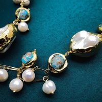 56cm Perlmutt & weiss Perlen Halskette Collier Verre Murano