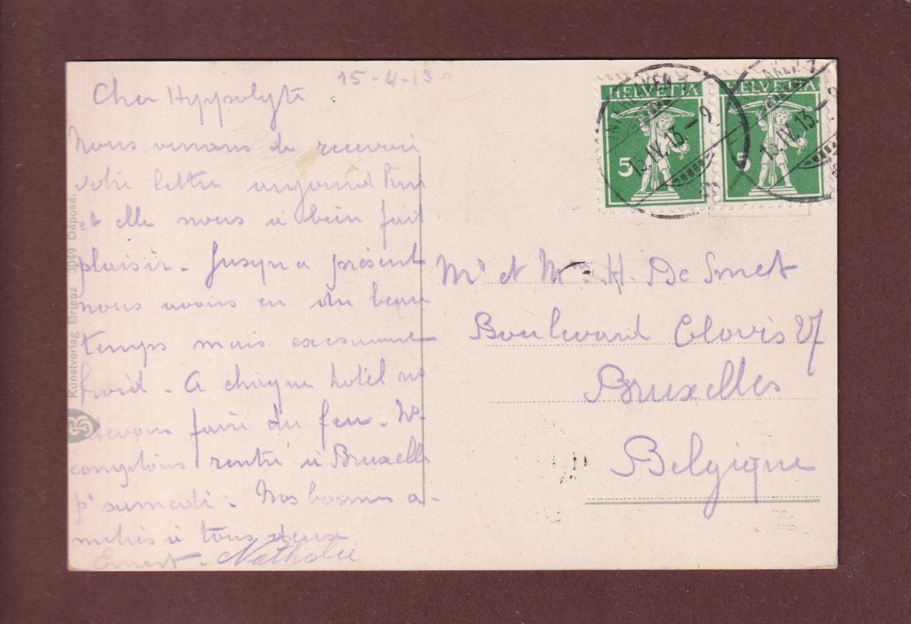 Cartoline postali: INTERLAKEN - Kinder - 1913 – Usato da Pully venduto da nicecards 1